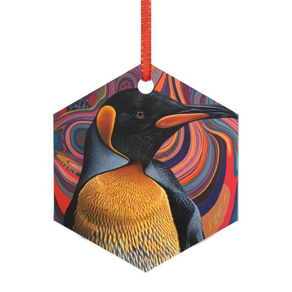 Naloa Abstract Pattern Penguin Acrylic Santa Tree Decorations Christmas Hanging Pendant for Christmas Winter New Year Party Hanging Decorations-Hexagon