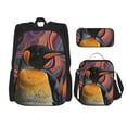 thumbnail image 1 of Naloa Abstract Pattern Penguin Print Large Capacity Backpack Lunch Bag Pencil Case Combination 3 Piece Set for Student, 1 of 8