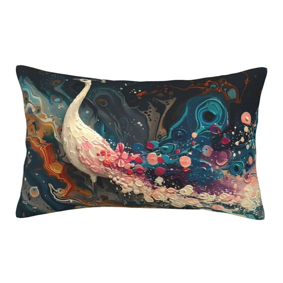 Naloa Abstract Peacock Painting Pillowcase, Throw Pillowcase, Wrinkle-Free, Stain-Resistant with Hidden Zipper for Bedroom Sofa-16"x24"