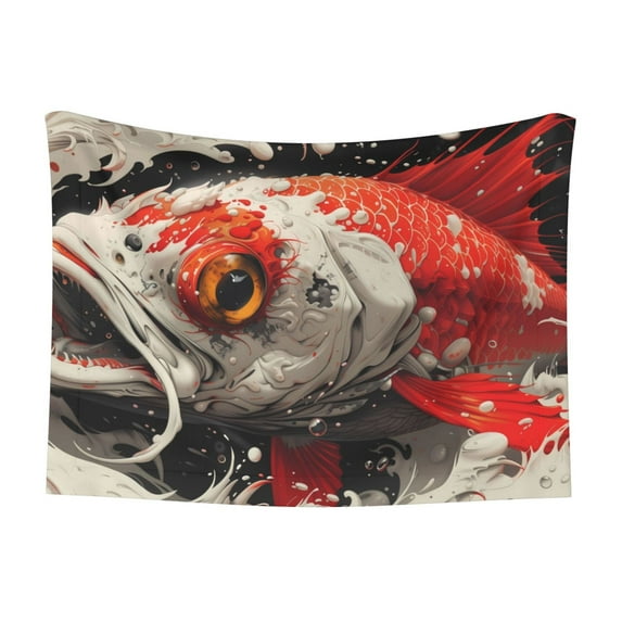 Naloa Abstract Red Koi Fish Art Dog Blanket, 3 Sizes Cat Blanket for Indoor Cats Large Medium Small Dog Gifts-Medium