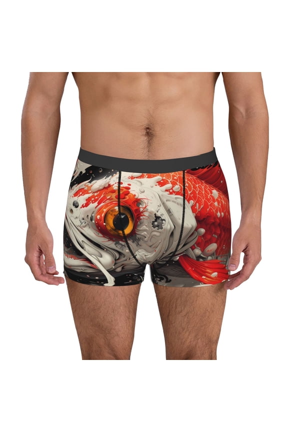 Abstract Red Koi Fish Art Mens Underwear - Boxers for Men, Mens Boxer Briefs, Classic Briefs for Men-Large