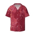 thumbnail image 1 of Naloa Abstract Red Marble Men's Loose Fit Cuban Collar Short-Sleeve Shirt with Button-down and Chest Pocket for Everyday Wear Outings - Small, 1 of 7