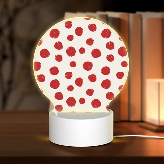 Naloa Abstract Red Polka Dot Acrylic LED Night Light Custom LED Lights Personalized Nightlight Customized Gifts for Family Couples Friends