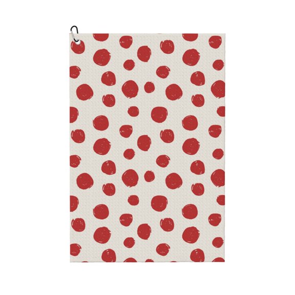 Naloa Abstract Red Polka Dot Golf Towel Golf Gift for Men and Women Golf Towel with Carabiner Clip to Quickly Remove Mud, Dirt and Sweat