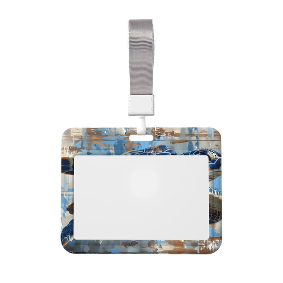 Naloa Abstract Sea Turtle Card Badge Holder Work Badge Sleeve for Office, School, Factory, ID Credit Cards, Driver Licenses and Passes