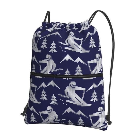 Naloa Abstract Skiing Drawstring Backpack String Bag Cinch Water Resistant for Gym Shopping Sport Yoga