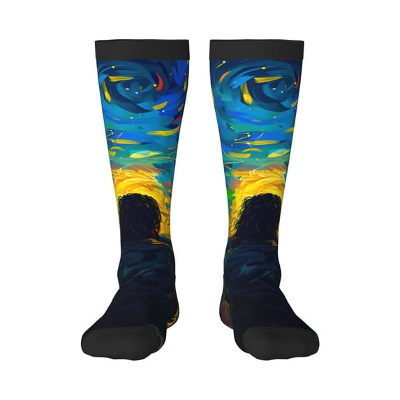 Naloa Abstract Starry Sky Thigh High Socks Extra Long Stretchy Sock Women Over Knee High Opaque Stocking Daily Wear