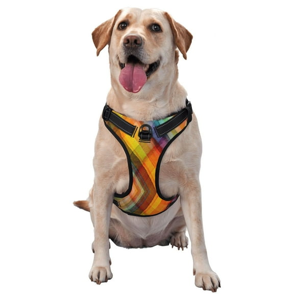 Naloa Abstract Watercolors Tartan Pet Harness Vest with Traction Rope, Adjustable No-Choke Dog Vest for Outdoor, Walking - Small