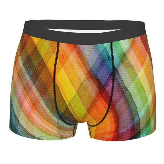 Naloa Abstract Watercolors Tartan Print Mens Underwear - Boxers for Men, Classic Briefs for Men