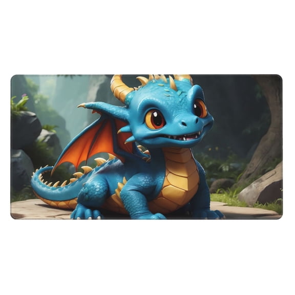 Naloa Adorable Blue Baby Dragon Gaming Mouse Pad Large Mouse Mat Long Extended Desk Pad Non-Slip Rubber Mice Pads Stitched Edges Thin Pad (16x29.5 Inch)
