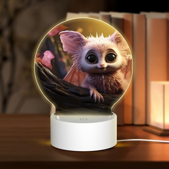 Naloa Adorable Fluffy Bat Acrylic LED Night Light Custom LED Lights Personalized Nightlight Customized Gifts for Family Couples Friends