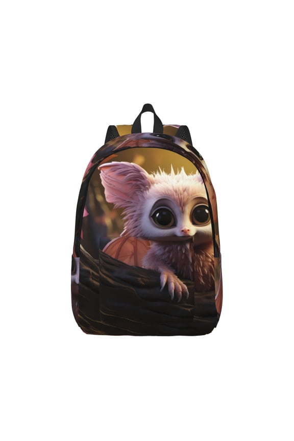 Adorable Fluffy Bat Canvas Backpack for Men Women Rucksack Casual Travel Daypack College Tote Satchel Bookbag for Teens-Small