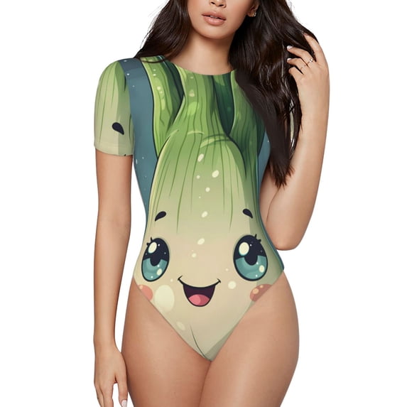 Naloa Adorable Kawaii Fennel Character Bodysuits for Women, Women's Short-Sleeved Onesie, One-Piece for Parties, dates, clubs-X-Large