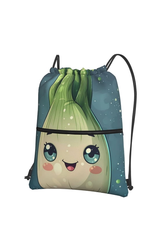 Adorable Kawaii Fennel Character Drawstring Backpack String Bag Cinch Water Resistant for Gym Shopping Sport Yoga