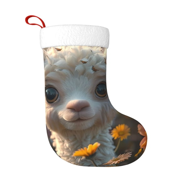 Naloa Adorable Llama In Flowers Christmas Stockings Decorations, Xmas Ornaments, DIY Personalized Farmhouse Decor for Home Family Party Tree