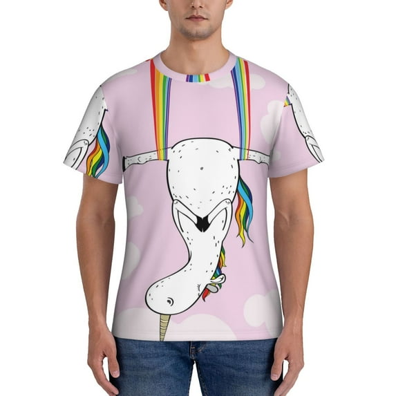 Naloa Aerial Yoga for Unicorn Men's T-Shirt Sport T-shirt Men's Basic Tee Casual Men's Shirt, Round Neck, Short Sleeves - XX-Large