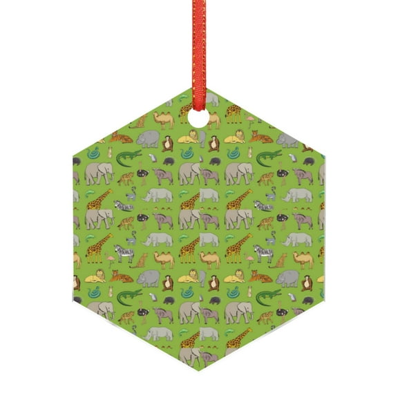 Naloa African Animals 1 Acrylic Santa Tree Decorations Christmas Hanging Pendant for Christmas Winter New Year Party Hanging Decorations-Hexagon