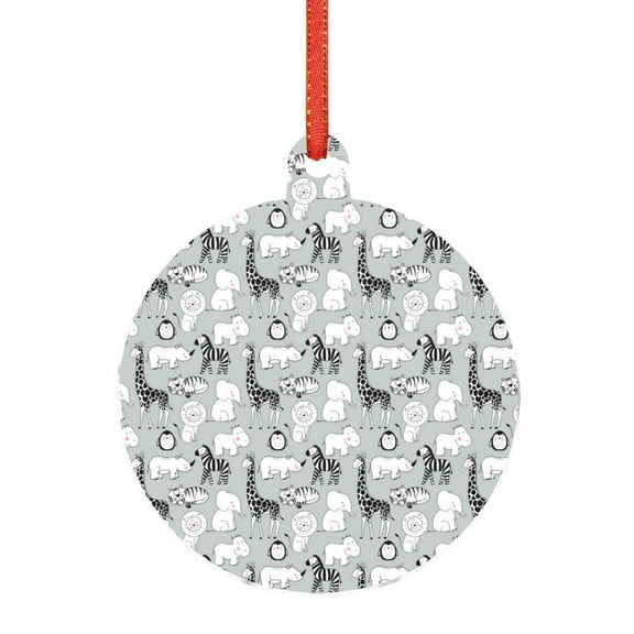 Naloa African Animals Acrylic Santa Tree Decorations Christmas Hanging Pendant for Christmas Winter New Year Party Hanging Decorations-Round Shape