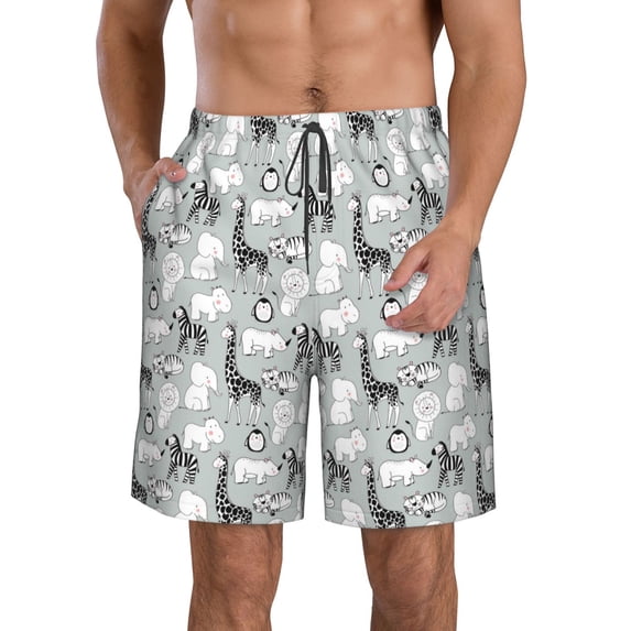 Naloa African Animals Men's Beach Shorts, Surfing shorts, Swim trunks, Quick Dry Swim Trunks for Surfing Beach Fun - X-Large