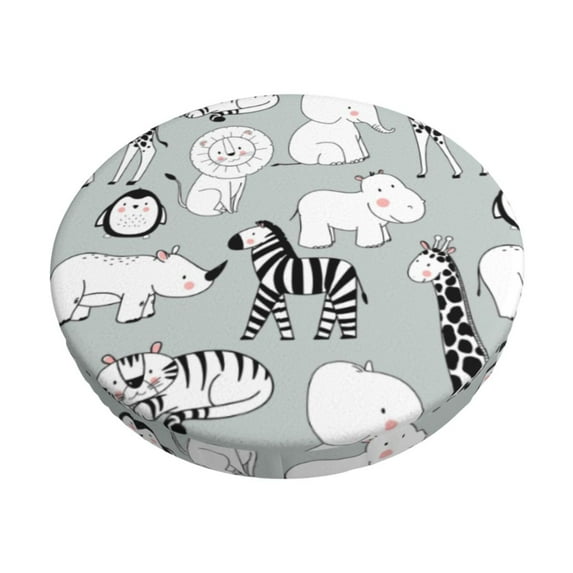 Naloa African Animals Round Bar Stool Cushion Cover 12-14 inch, Fits Kitchen, Office, Restaurant Chairs - 14 inch