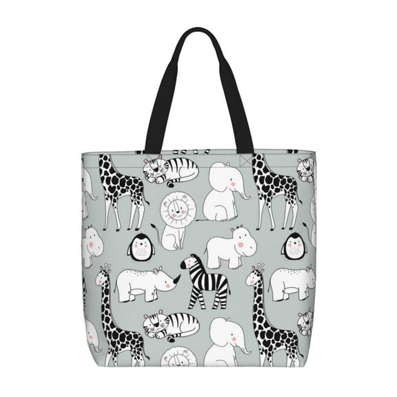 Naloa African Animals Tote Bag for Women, Foldable Tote Bag With Zipper, Large Shoulder Bag, Top Handle Handbag for Travel, Work, Shopping