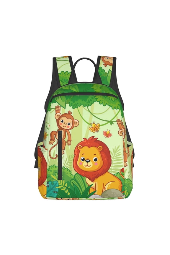 African Animals in the Jungle Print Lightweight DayBackpack Suitable for school, work, shopping, travel, etc.