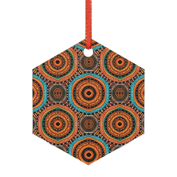 Naloa African Tribal Style Acrylic Santa Tree Decorations Christmas Hanging Pendant for Christmas Winter New Year Party Hanging Decorations-Hexagon