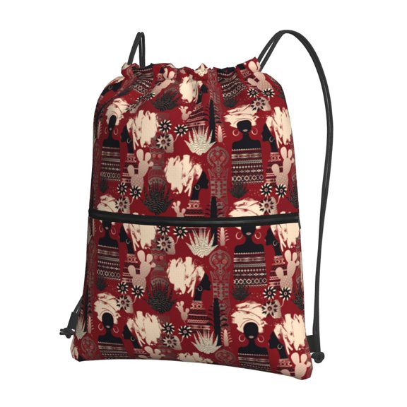 Naloa African Women A Drawstring Backpack String Bag Cinch Water Resistant for Gym Shopping Sport Yoga