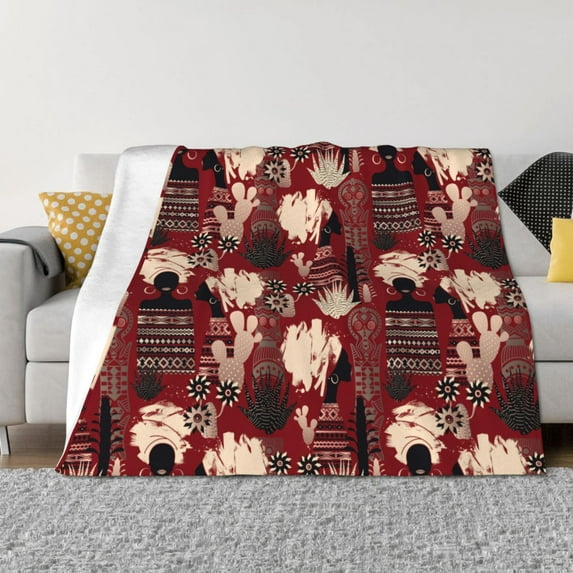 Naloa African Women A Flannel Fleece Throw Blanket for Bed Couch, Thick Blanket - All Seasons Suitable for Women, Men and Kids-60"x50"
