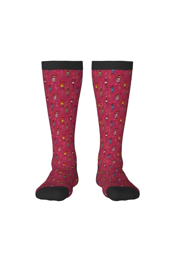 African Women Bearing Clay Pots Knee Socks, High Socks Long Stretchy Sock Women Knee High Stocking, Long Socks for Women