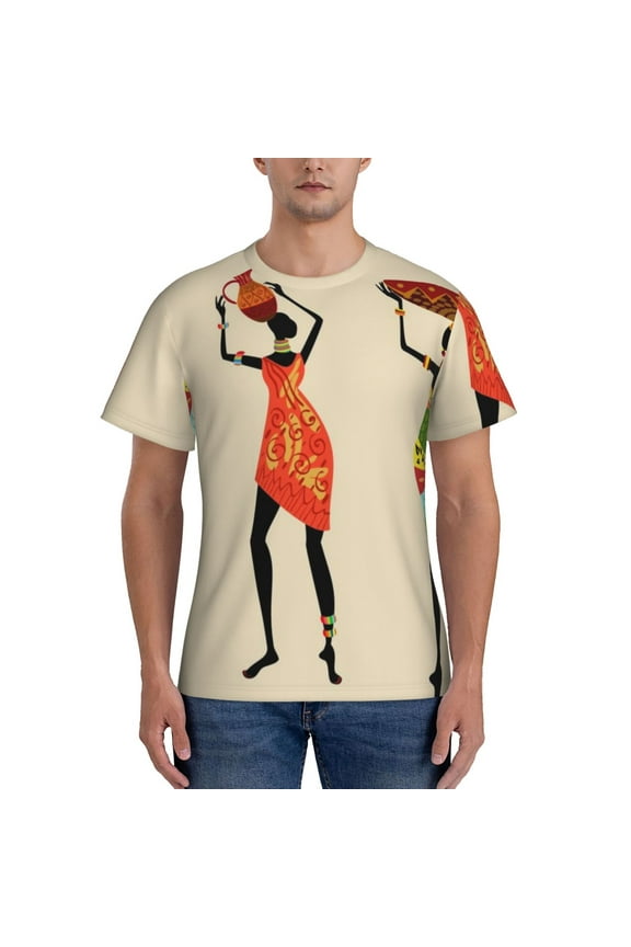 African Women Men's T-Shirt Sport T-shirt Men's Basic Tee Casual Men's Shirt, Round Neck, Short Sleeves - Small