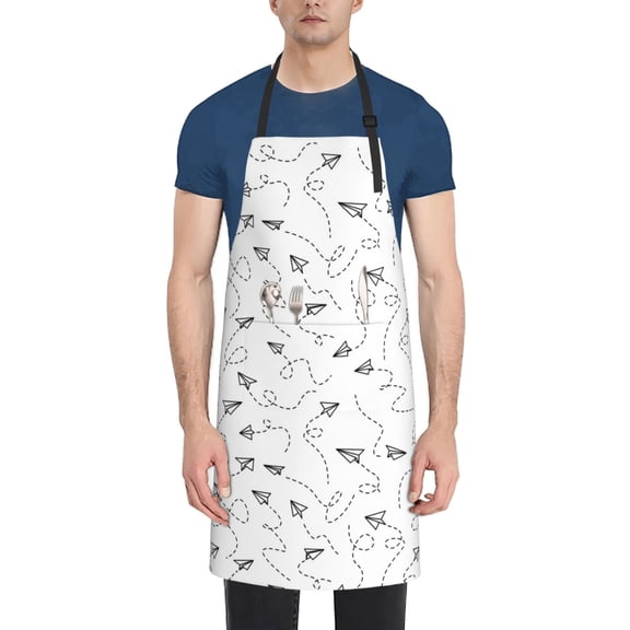 Naloa Airplane Apron Kitchen Aprons with Pockets for Women Men Chef
