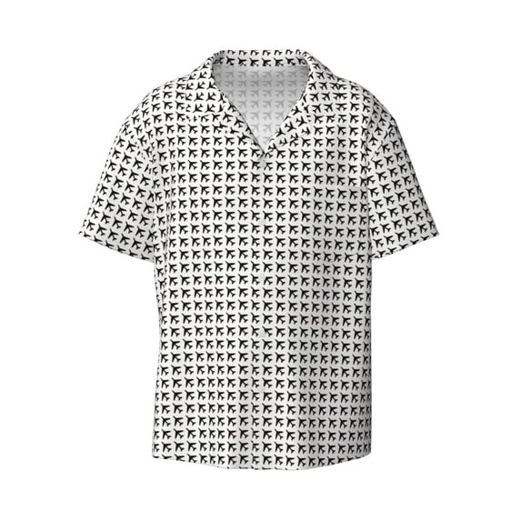 Naloa Airplane Men's Loose Fit Cuban Collar Short-Sleeve Shirt with Button-down and Chest Pocket for Everyday Wear Outings - 4X-Large