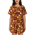 thumbnail image 1 of Naloa Almond Nuts Women's Short-Sleeved Pajama Set, Loungewear, Summer pajamas, Breathable Cozy - XX-Large, 1 of 9