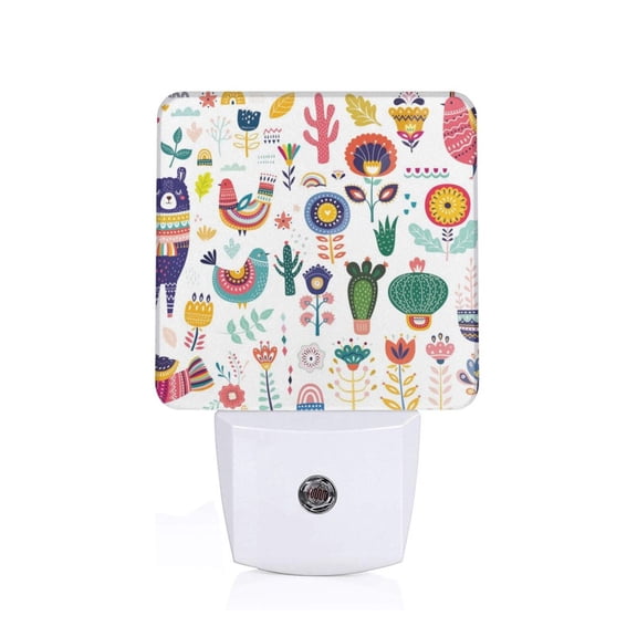 Naloa Alpaca Flower Night Lights Plug into Wall, Dusk to Dawn Sensor Warm White Led Night Light 0.5W, Nightlight suit for Adults, Bedroom, Bathroom, Hallway, Kitchen