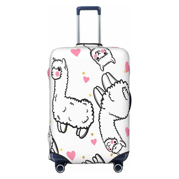 Naloa Alpacas and Hearts Elastic Suitcase Protector, Travel Suitcase Protector Cover Fits 18-32in Suitcase - X-Large