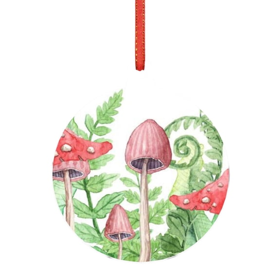 Naloa Amanita Fly Agaric Acrylic Santa Tree Decorations Christmas Hanging Pendant for Christmas Winter New Year Party Hanging Decorations-Round Shape