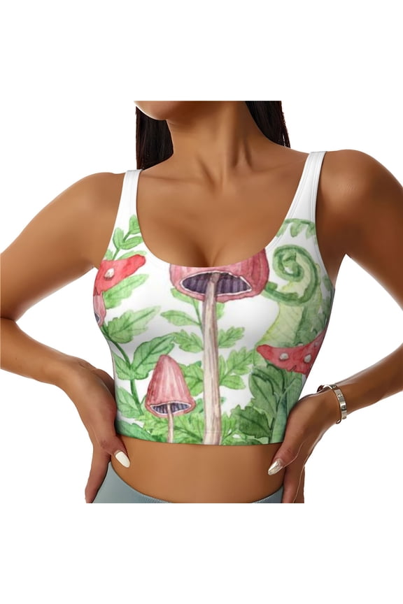 Amanita Fly Agaric Sports Bras for Women, High Support Bra with Removable Pads, Comfortable - Medium