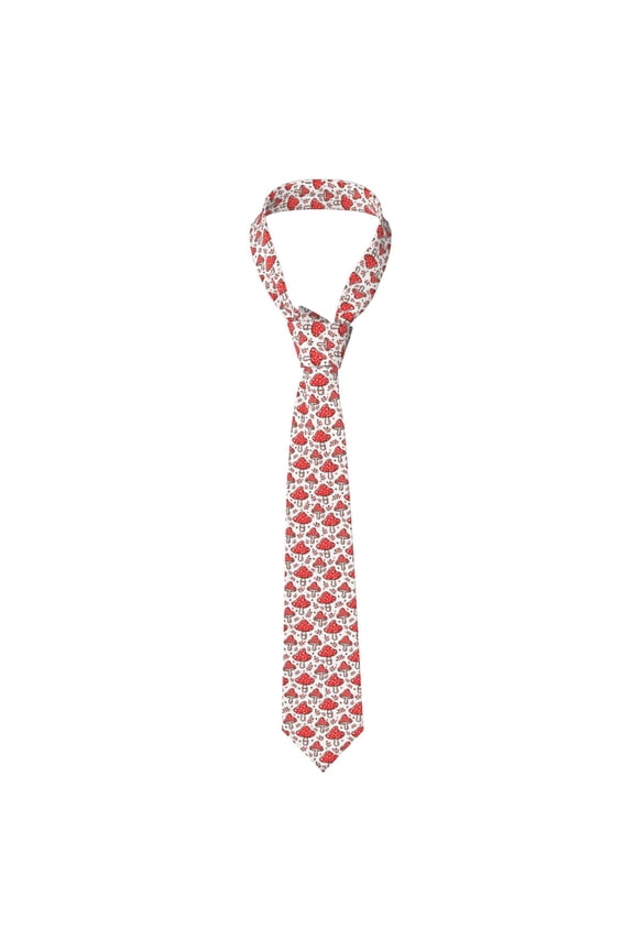 Amanita Red Mushroom Print Solid Color Tie Formal Necktie for MenSuitable for business, daily life, work