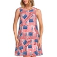 thumbnail image 1 of Naloa America Flags Print Women's Summer Spring Casual Beach Sundress,Vacation Sleeveless Tank Crewneck Loose Dresses, 1 of 7