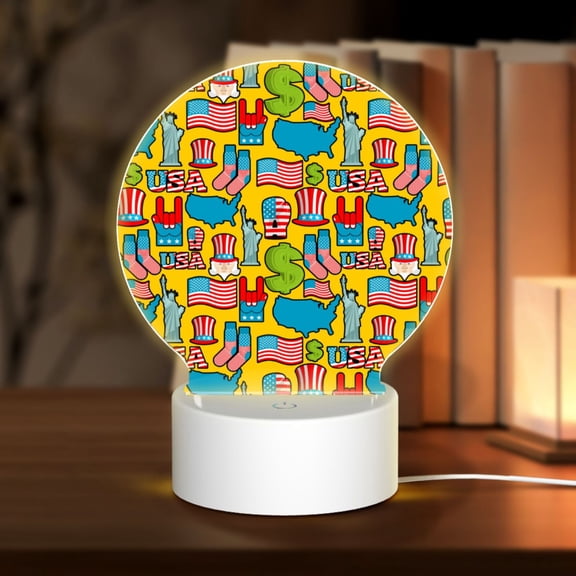 Naloa America Symbols Acrylic LED Night Light Custom LED Lights Personalized Nightlight Customized Gifts for Family Couples Friends