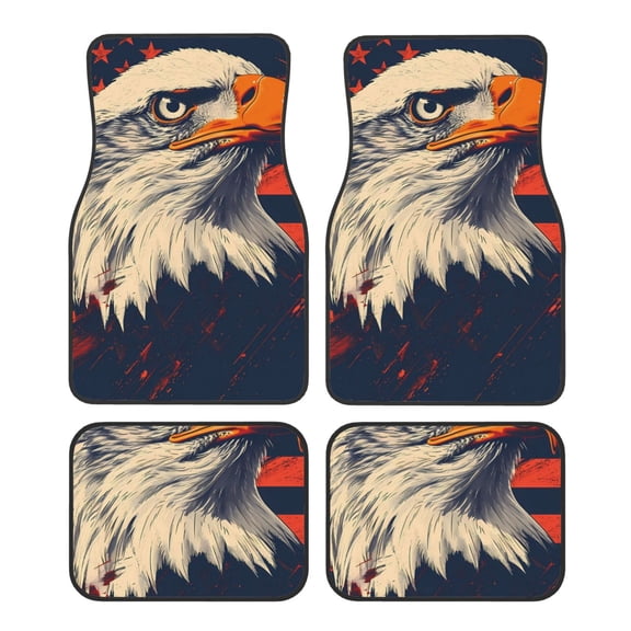 Naloa American Bald Eagle A Car Foot Mat Set of 4 Pieces - Universal Floor Liner Neoprene Full Set Floor Mats for Cars Trucks SUV