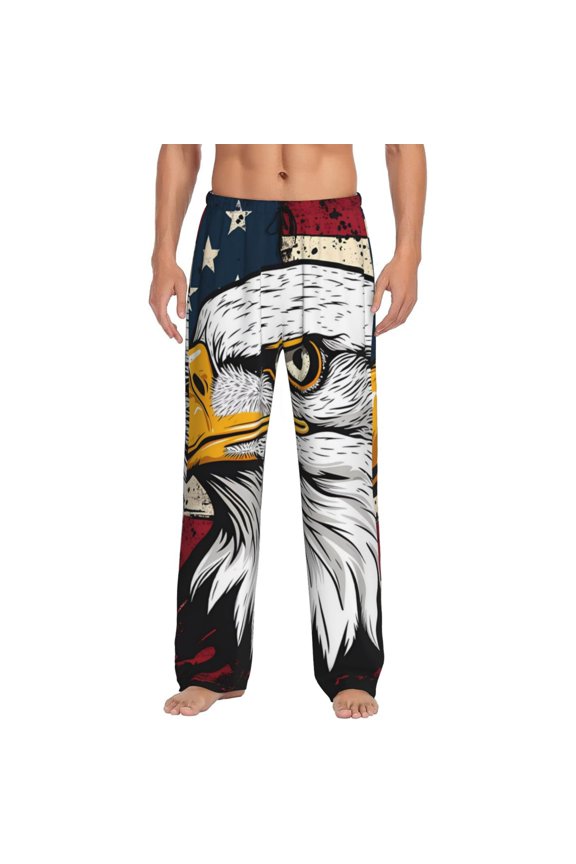 American Bald Eagle Pajama Pants Men, PJ Bottoms, Sleep & Lounge Pants-XX-Large