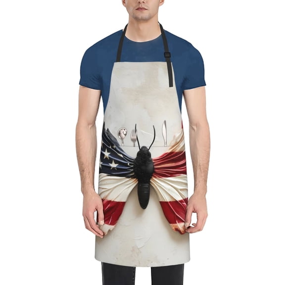 Naloa American Flag Butterfly Wall Apron Kitchen Aprons with Pockets for Women Men Chef