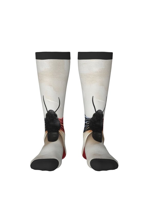 American Flag Butterfly Wall Knee Socks, High Socks Long Stretchy Sock Women Knee High Stocking, Long Socks for Women