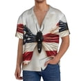 thumbnail image 1 of Naloa American Flag Butterfly Wall Men's Loose Fit Cuban Collar Short-Sleeve Shirt, Hawaiian Shirts, Mens Shirts Casual for Everyday Wear Outings-4X-Large, 1 of 5