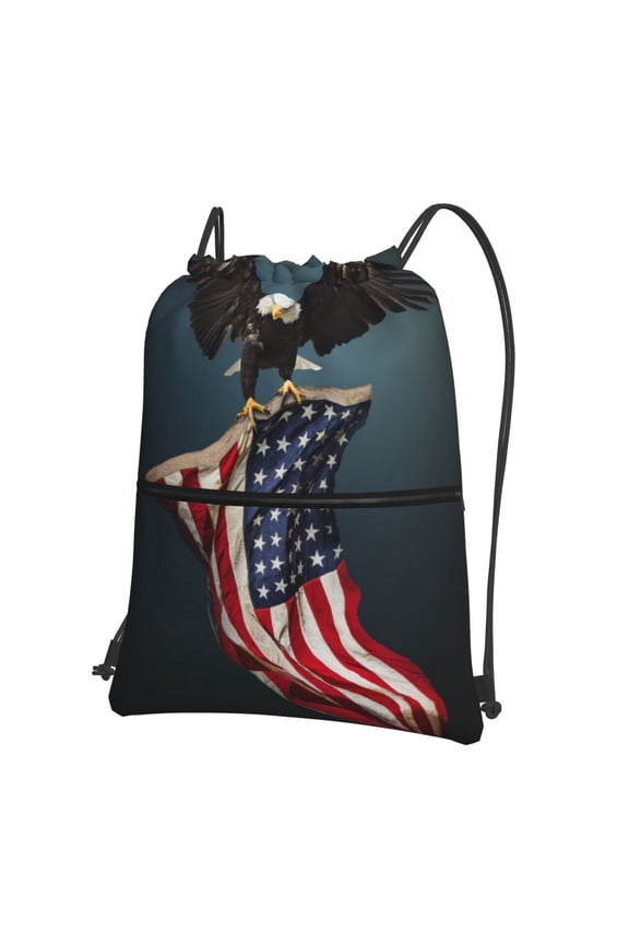 American Flag Drawstring Backpack String Bag Cinch Water Resistant for Gym Shopping Sport Yoga