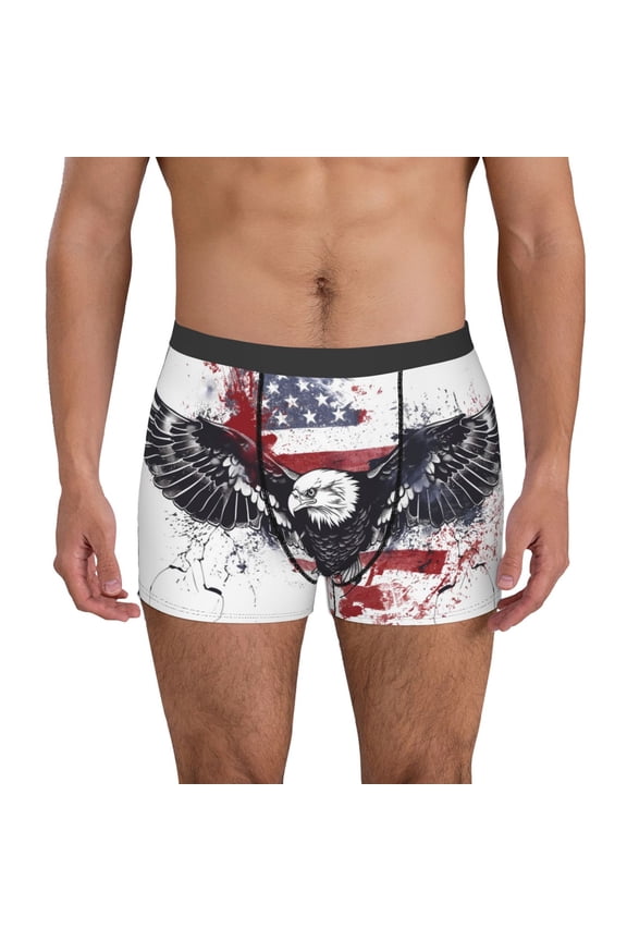 American Flag Eagle Art Mens Underwear - Boxers for Men, Mens Boxer Briefs, Classic Briefs for Men-Medium