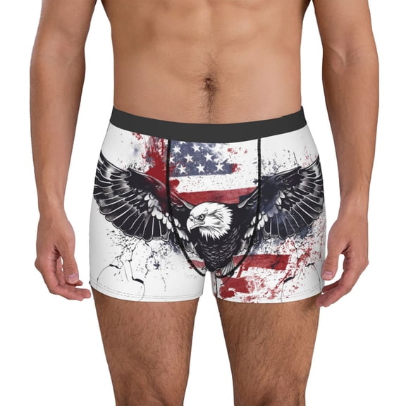 Naloa American Flag Eagle Art Mens Underwear - Boxers for Men, Mens Boxer Briefs, Classic Briefs for Men-Small