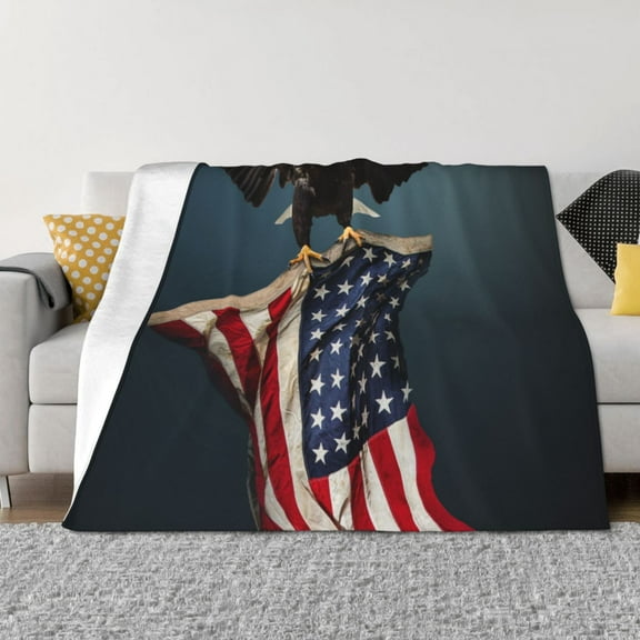 Naloa American Flag Flannel Fleece Throw Blanket for Bed Couch, Thick Blanket - All Seasons Suitable for Women, Men and Kids-40"x30"